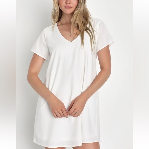 Lulus Freestyle White Shift Dress - Size L - Picture 2 of 5